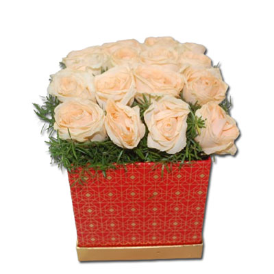"Flower box with 50 White Roses - code NB12 - Click here to View more details about this Product